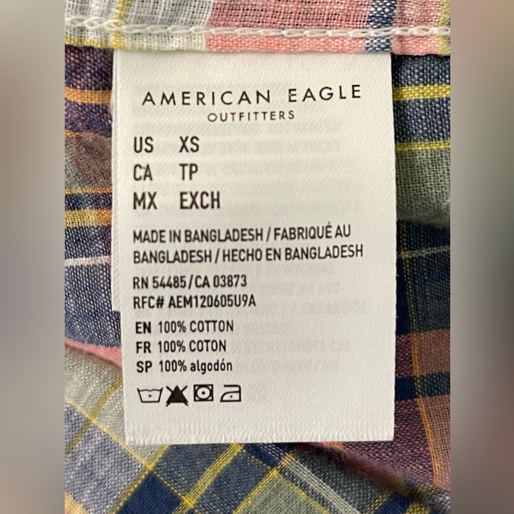 American Eagle Super Soft Plaid Button Up. Size Xs. - Picture 4 of 4